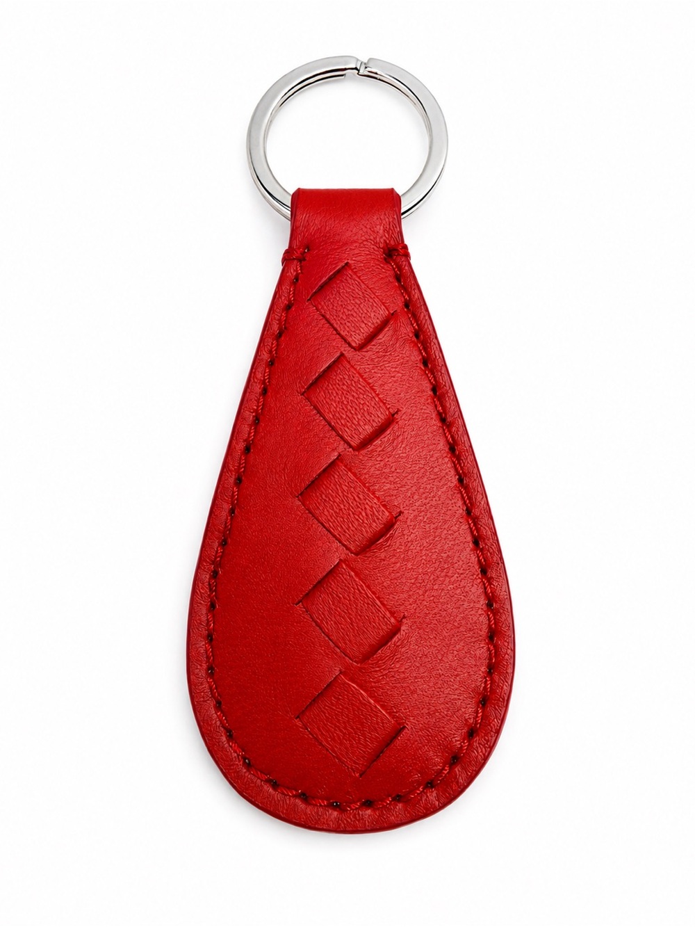 Bottega Veneta Keyring Red Intrecciato Woven Leather, Made In Italy! Pre-Loved.